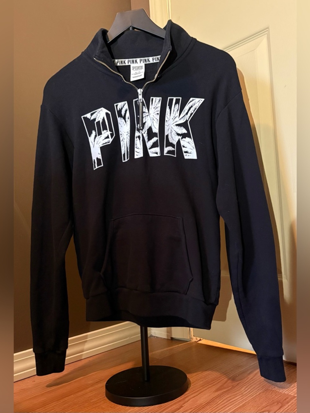 Victoria's Secret PINK Black and White Half-Zip Pullover